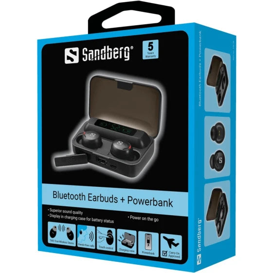 SANDBERG Bluetooth Earbuds and Power Bank (Black) — view 9