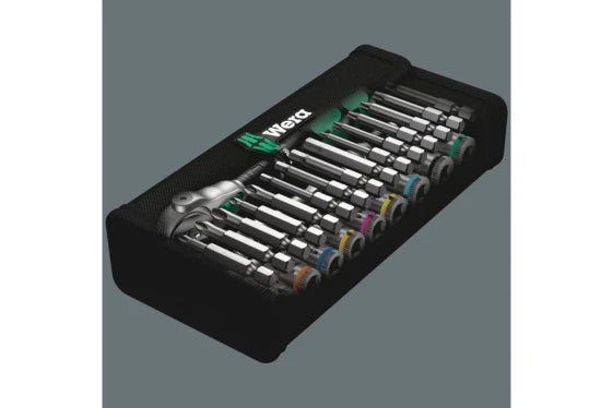 Wera 8100 SA 6 Socket Wrench Set, 1/4" Drive Ratchet Handle, 1 pc, Black/Chrome/Green (110 x 60 x 205 mm / Gray) — view 8