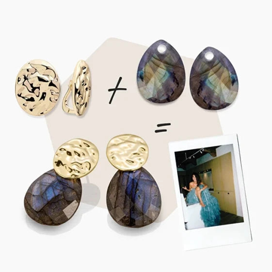 EAGEM07-CC Black Onyx Earring Pendants (Black) — view 5