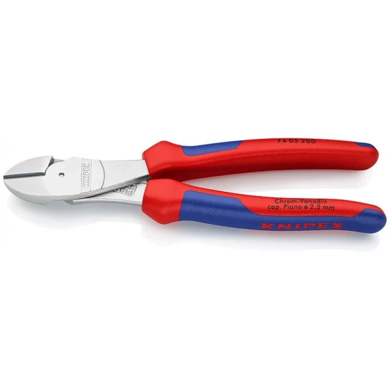 KNIPEX 74 05 200 Diagonal Pliers - Chromium-Vanadium Steel - Plastic - Blue/Red - 200 mm - 303 g (Blue)