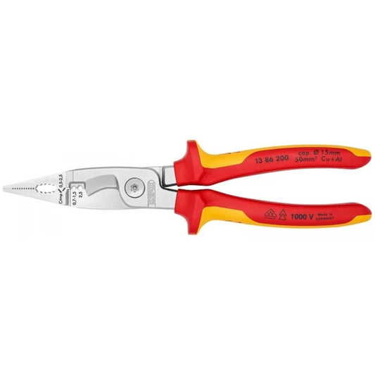 KNIPEX 13 86 200 Needle-nose Pliers, Steel/Plastic, Orange/Red, 200 mm, 280 g (Orange; Red)