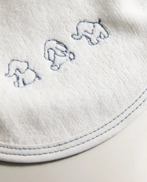Zarahome Velour Baby Elephant Bib (18 x 20 cm / White) — view 7