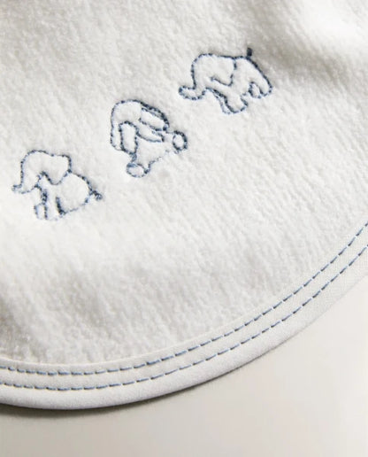 Zarahome Velour Baby Elephant Bib (18 x 20 cm / White) — view 7