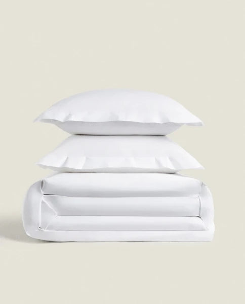 Zarahome Percale Duvet Cover (200 Thread Count) (150 x 220 cm / White) — view 14