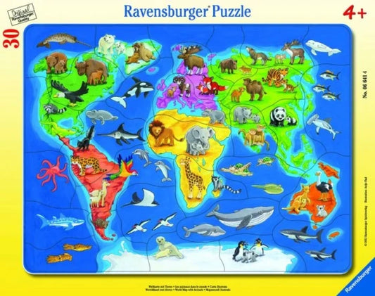 Ravensburger World Map Puzzle with Animals 30 Pieces