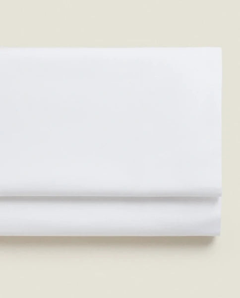 Zarahome Percale Cotton Flat Sheet (200 Thread Count) (160 x 280 cm / White)