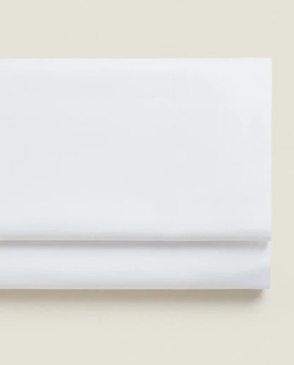 Zarahome Percale Cotton Flat Sheet (200 Thread Count) (160 x 280 cm / White)
