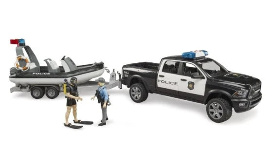 Bruder Promising Police Car with Boat (Black) — view 2