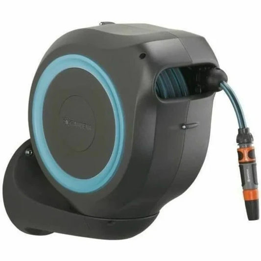Gardena 18610-20 Wall-mounted Automatic Reel, Grey/Turquoise, -90° to 90° (Gray)