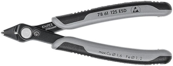 KNIPEX 78 61 125 ESD Side-cutting pliers, 9 mm, 1.6 mm, stainless steel, plastic, black/gray (Gray)