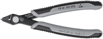 KNIPEX 78 61 125 ESD Side-cutting pliers, 9 mm, 1.6 mm, stainless steel, plastic, black/gray (Gray)