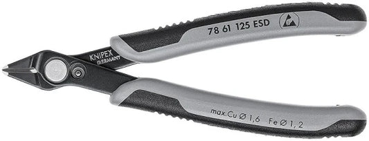 KNIPEX 78 61 125 ESD Side-cutting pliers, 9 mm, 1.6 mm, stainless steel, plastic, black/gray (Gray)