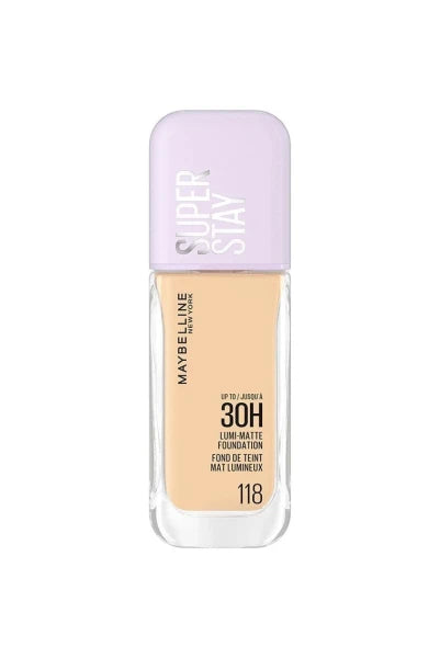 Maybelline New York Super Stay Lumi Matte Foundation — Long-Lasting Lightweight, Natural Matte Finish (35 ml / 118)