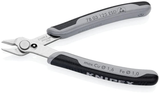 KNIPEX 78 03 125 ESD Diagonal Pliers, Stainless Steel, Plastic, Black/Grey, 125 mm, 55 g (Gray) — view 2