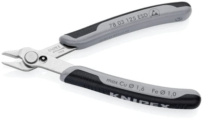 KNIPEX 78 03 125 ESD Diagonal Pliers, Stainless Steel, Plastic, Black/Grey, 125 mm, 55 g (Gray) — view 2