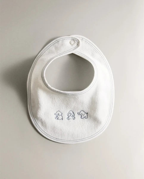 Zarahome Velour Baby Elephant Bib (18 x 20 cm / White) — view 5