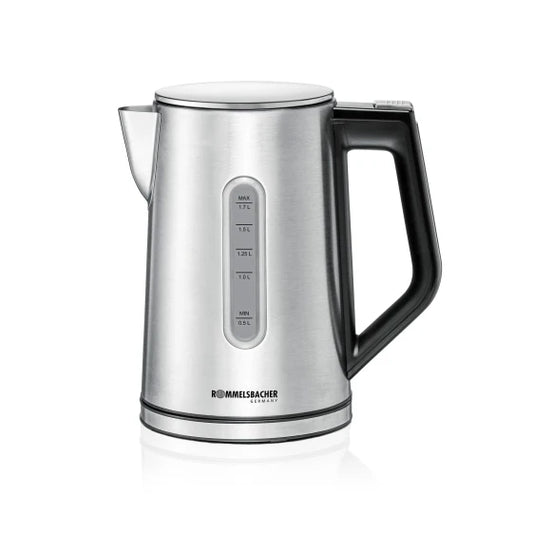 ROMMELSBACHER WK 3000 Electric Kettle 1.7 L 3000 W Black Stainless Steel Adjustable Thermostat Water Level Indicator (Black)