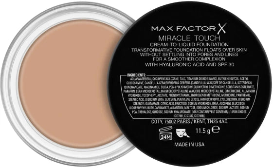 Max Factor Miracle Touch Skin Perfecting SPF 30 Powder Foundation with Hyaluronic Acid (11.5 g / Elfenbein, Gold) — view 2