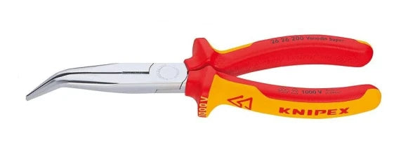 KNIPEX 26 200 Flat Round-Nose Pliers with Cutting Edge 200 mm (Yellow)