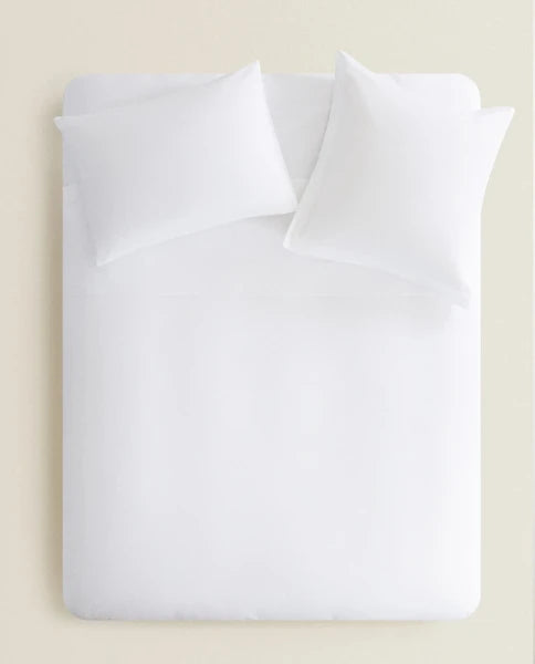 Zarahome Percale Duvet Cover (200 Thread Count) (150 x 220 cm / White) — view 12