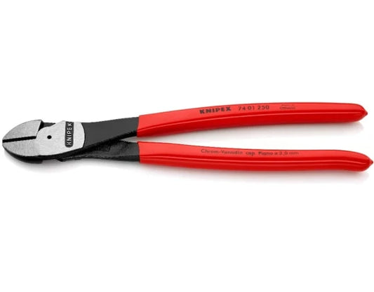 KNIPEX 74 01 250 Diagonal Pliers, Chromium-Vanadium Steel, Plastic, Red, 250 mm, 391 g (Red)
