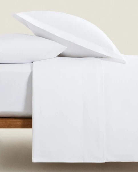 Zarahome Percale Fitted Sheet, 30 cm High (200 Thread Count) (90 x 200 x 30 cm / White) — view 7