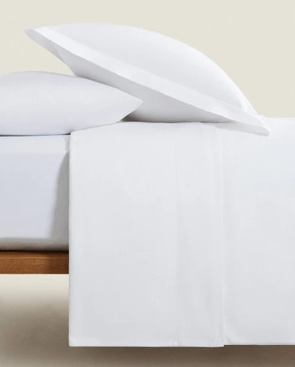 Zarahome Percale Cotton Flat Sheet (200 Thread Count) (160 x 280 cm / White) — view 7