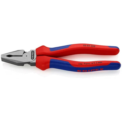 KNIPEX 02 02 200 Lineman's Pliers, Steel/Plastic, Blue/Red, 20 cm, 342 g (Black; Blue; Red)