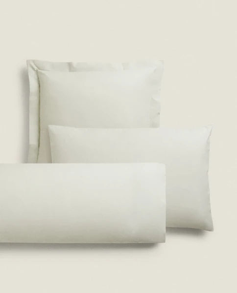 Zarahome Cotton Percale Pillowcase (200 Thread Count) (45 x 155 cm / Green) — view 3