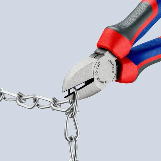 KNIPEX 70 02 180 Diagonal-Cutting Pliers, Chromium-Vanadium Steel, Plastic, Blue/Red, 18 cm, 252 g (Blue) — view 6