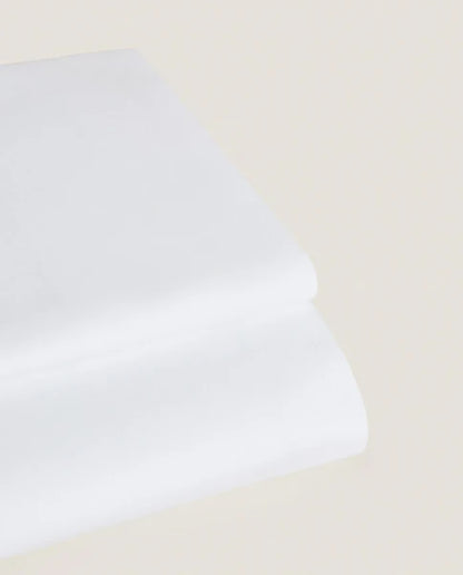 Zarahome Percale Cotton Flat Sheet (200 Thread Count) (160 x 280 cm / White) — view 10