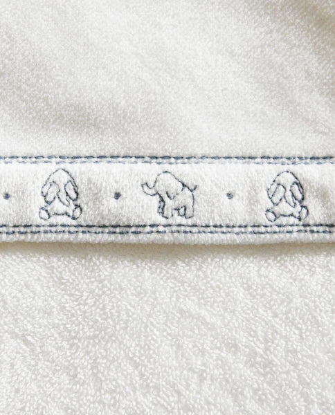 Zarahome Hooded Baby Towel with Elephants (70 x 140 cm / White) — view 9