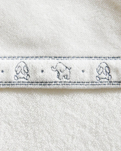 Zarahome Hooded Baby Towel with Elephants (70 x 140 cm / White) — view 9
