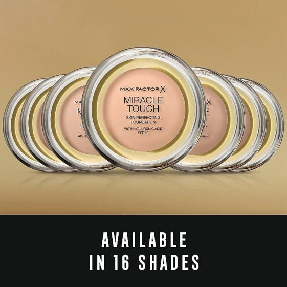 Max Factor Miracle Touch Skin Perfecting SPF 30 Powder Foundation with Hyaluronic Acid (11.5 g / Elfenbein, Gold) — view 12