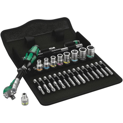 Wera 8100 SA 6 Socket Wrench Set, 1/4" Drive Ratchet Handle, 1 pc, Black/Chrome/Green (110 x 60 x 205 mm / Gray) — view 2