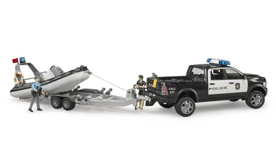 Bruder Promising Police Car with Boat (Black) — view 3