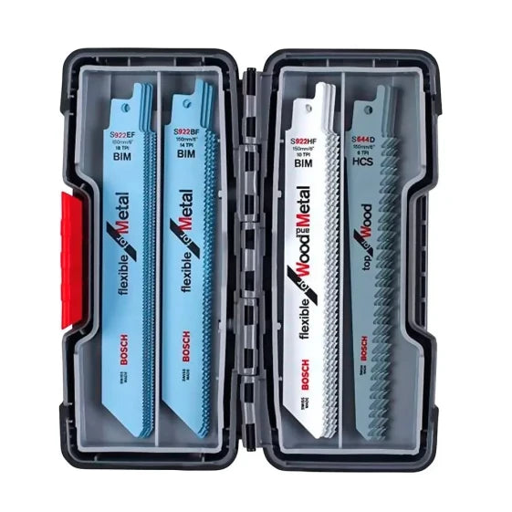 BOSCH PT Saber Saw Blade Set with Box for Wood and Metal (Gray)