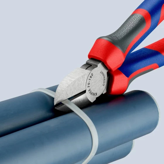 KNIPEX 70 02 180 Diagonal-Cutting Pliers, Chromium-Vanadium Steel, Plastic, Blue/Red, 18 cm, 252 g (Blue) — view 5