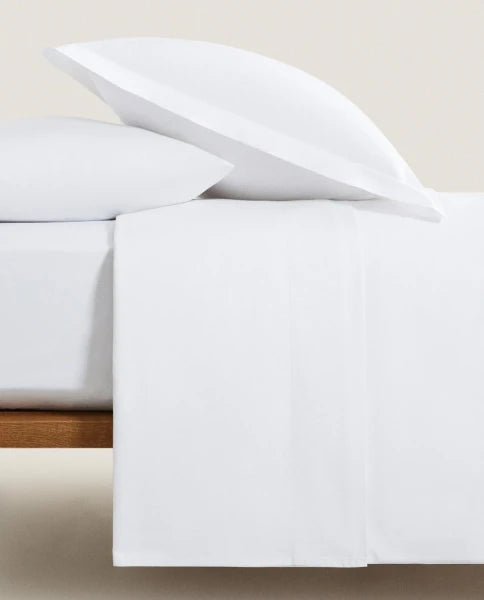 Zarahome Percale Fitted Sheet, 30 cm High (200 Thread Count) (90 x 200 x 30 cm / White) — view 10