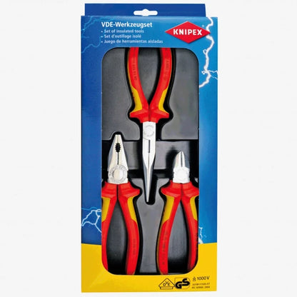 Knipex 00 20 12 electrically insulated tool set, 3 pieces (170 x 370 x 40 mm / Yellow)