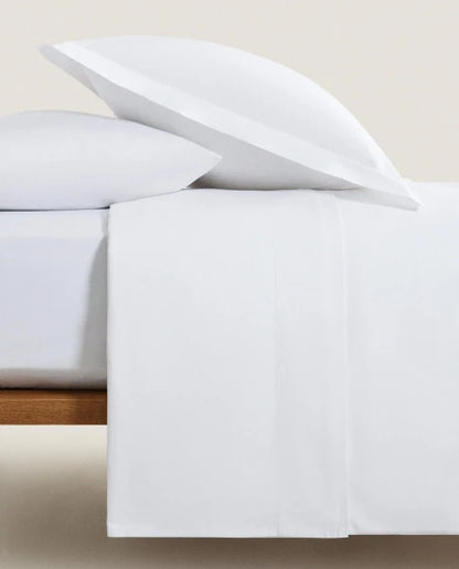 Zarahome Percale Cotton Flat Sheet (200 Thread Count) (160 x 280 cm / White) — view 16