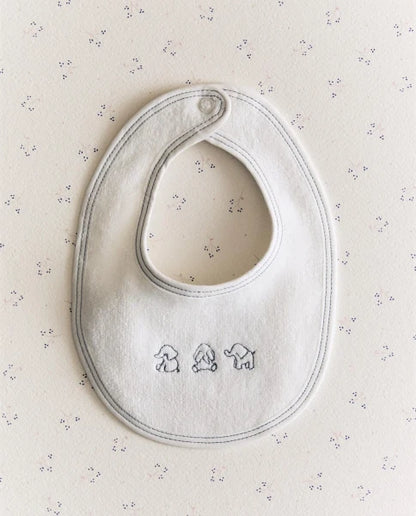 Zarahome Velour Baby Elephant Bib (18 x 20 cm / White)