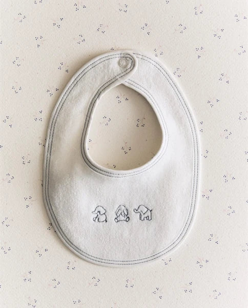 Zarahome Velour Baby Elephant Bib (18 x 20 cm / White)